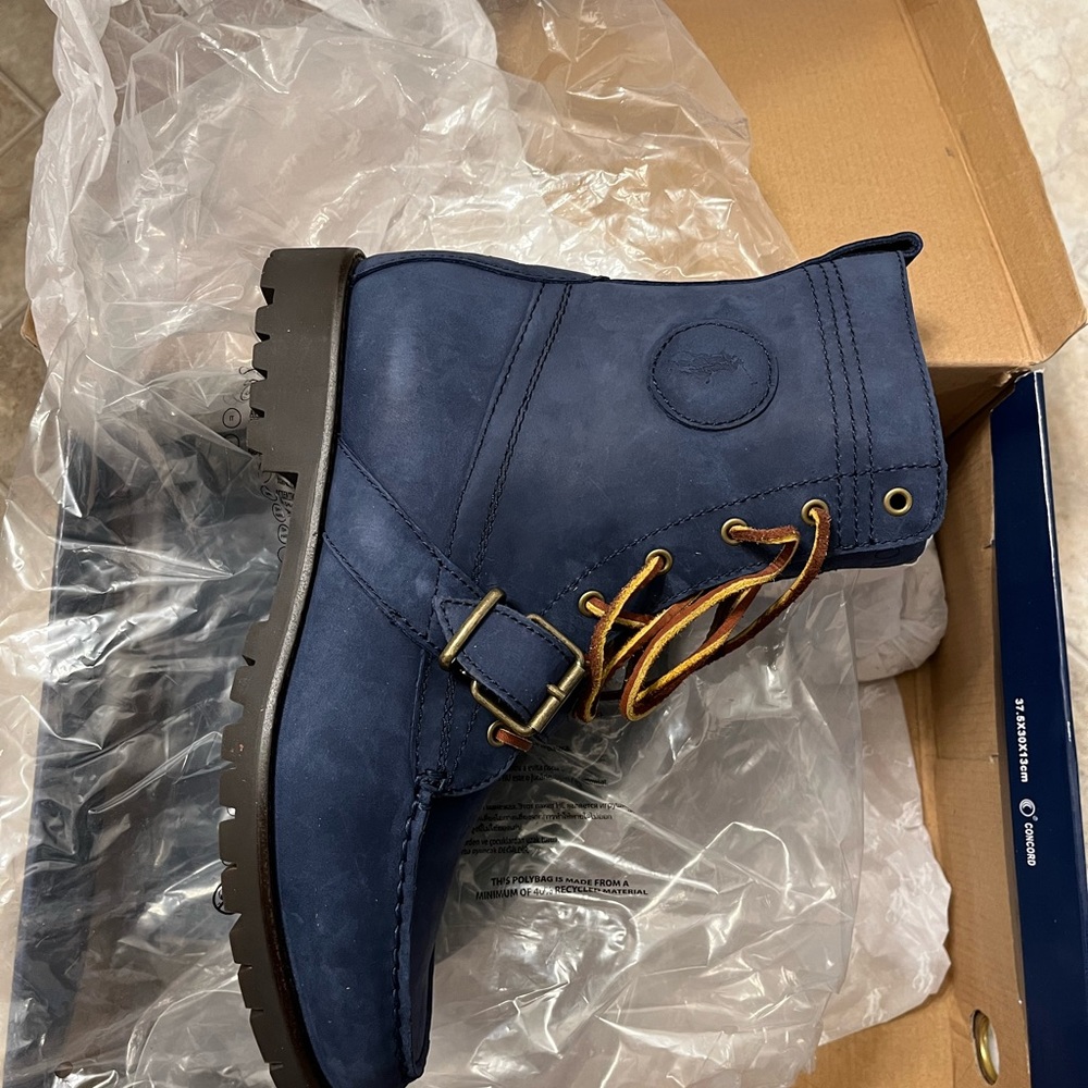 BNIB Nubuck polo Ralph Lauren ranger boot navy blue color size 9